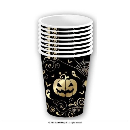 BOLSA 6 VASOS CALABAZA ORO 240 ML 9 CMS