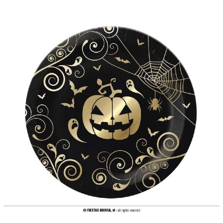 PAQUETE 6 PLATOS CALABAZA ORO 23 CM