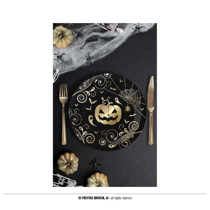 PAQUETE 6 PLATOS CALABAZA ORO 23 CM
