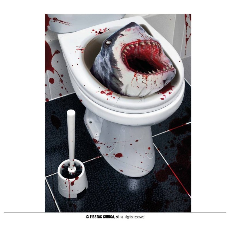DECORACION  WC TIBURON ASESINO, 30X40 CM