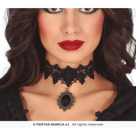 GARGANTILLA NEGRA CON PIEDRA NEGRA