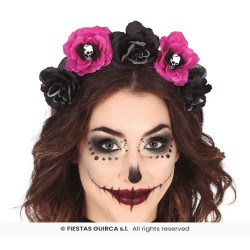 DIADEMA CATRINA FLORES NEGRAS Y ROSAS 2