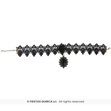 GARGANTILLA NEGRA CON PIEDRA NEGRA