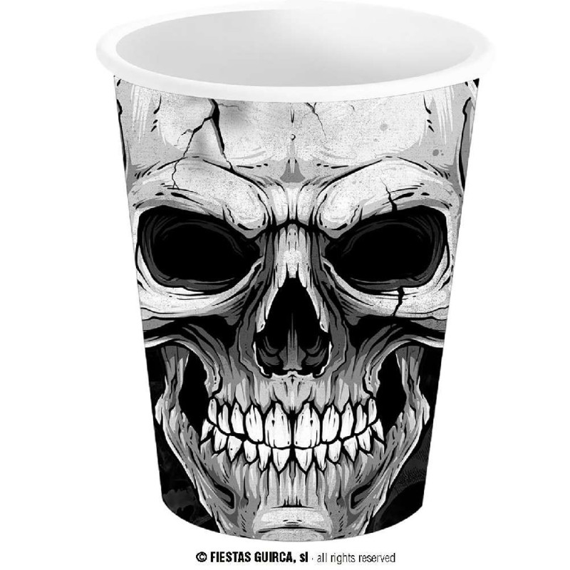 BOLSA 6 VASOS CALAVERA 240 ML 9 CMS