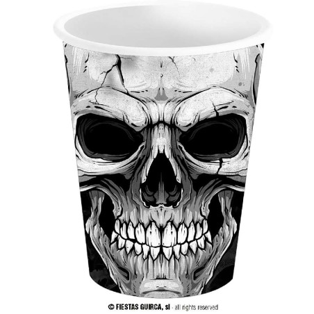 BOLSA 6 VASOS CALAVERA 240 ML 9 CMS