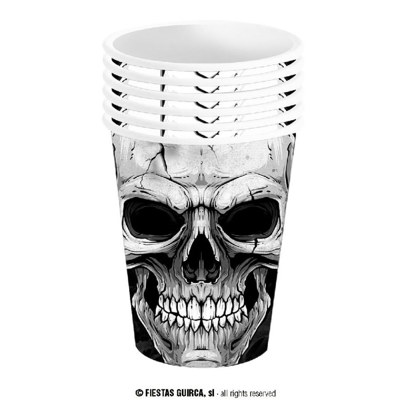 BOLSA 6 VASOS CALAVERA 240 ML 9 CMS