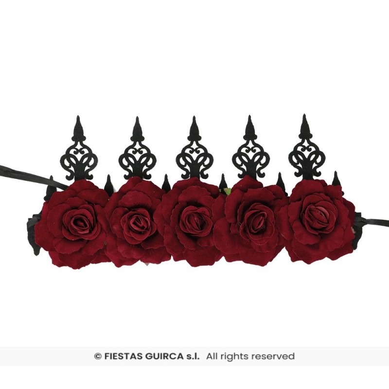 DIADEMA FLORES NEGRAS CON VELO