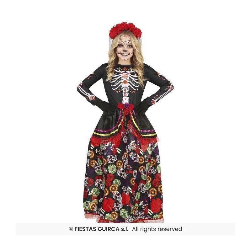 DISFRAZ CATRINA FLORES 5-6 Años
