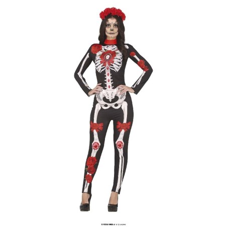 DISFRAZ CATRINA ESQUELETO FLORES T.L