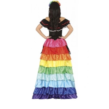 DISFRAZ CATRINA VESTIDO MULTICOLOR MUJER