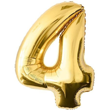 GLOBO GIGANTE NUMERO Nº4 COLOR ORO (60CM