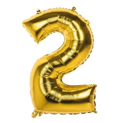 GLOBO GIGANTE NUMERO Nº2 COLOR ORO (60CM