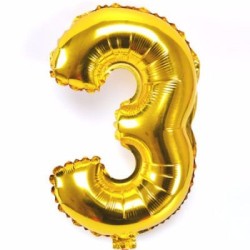 GLOBO GIGANTE NUMERO Nº3 COLOR ORO (60CM