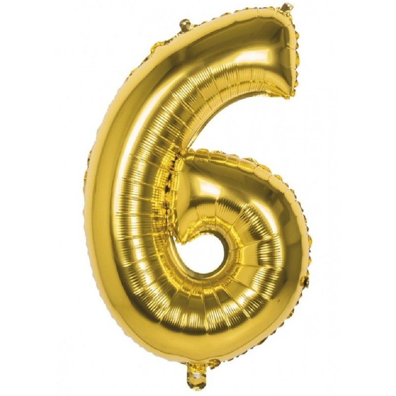 GLOBO GIGANTE NUMERO Nº 6 COLOR ORO (60C