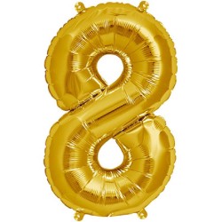GLOBO GIGANTE NUMERO Nº8 COLOR ORO (60CM