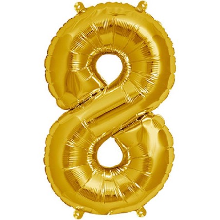 GLOBO GIGANTE NUMERO Nº8 COLOR ORO (60CM
