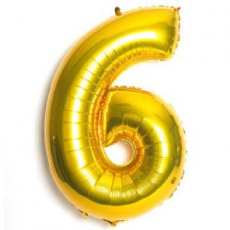 GLOBO GIGANTE NUMERO Nº 6 COLOR ORO (1M)