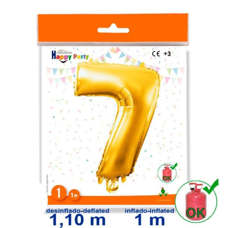 GLOBO GIGANTE NUMERO Nº 7 COLOR ORO (1M)