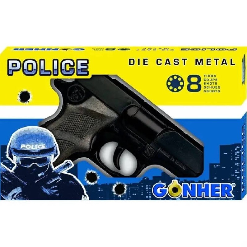 PISTOLA POLICIA METAL 8 FULMINANTES NEGR