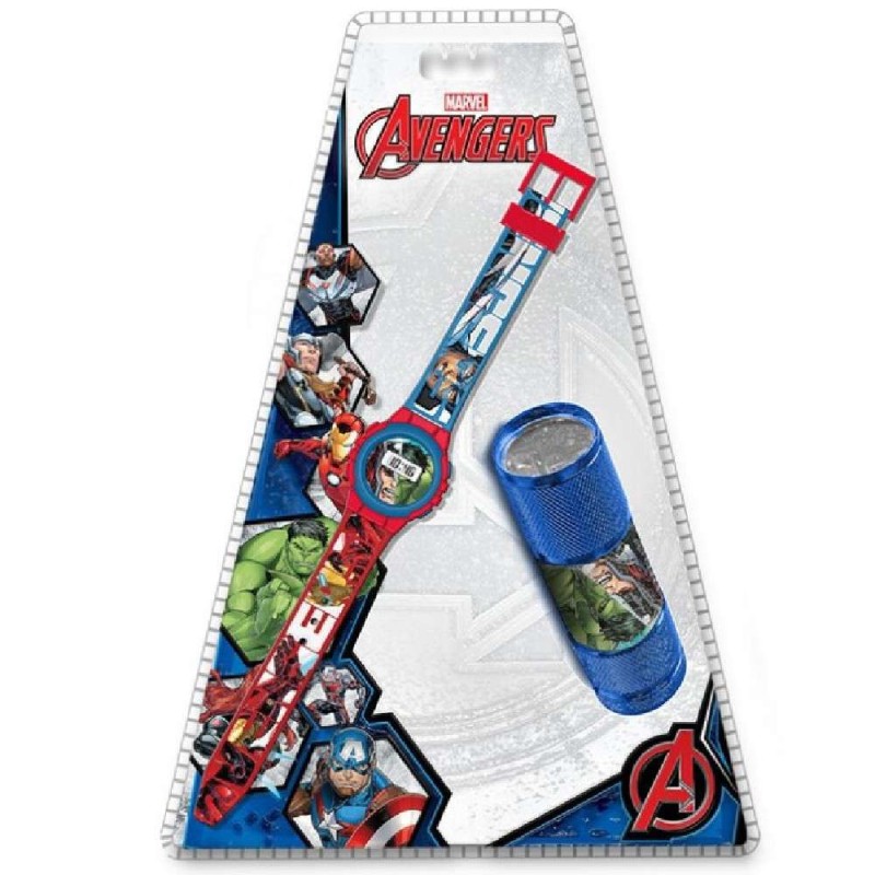 SET RELOJ + LINTERNA AVENGER