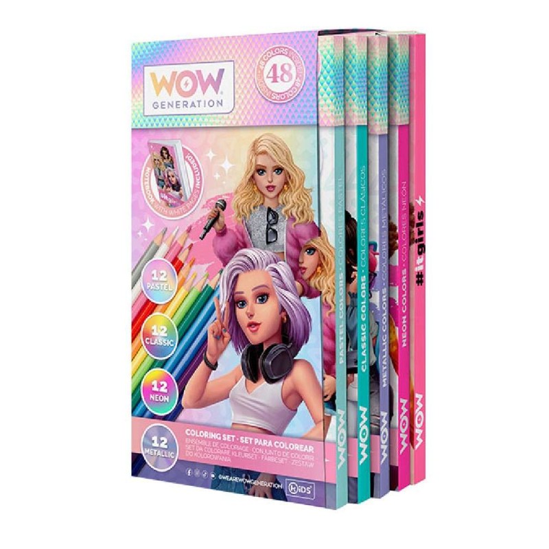 SET PAPELERIA DE 48 LAPICES/LIBRETA WOW 