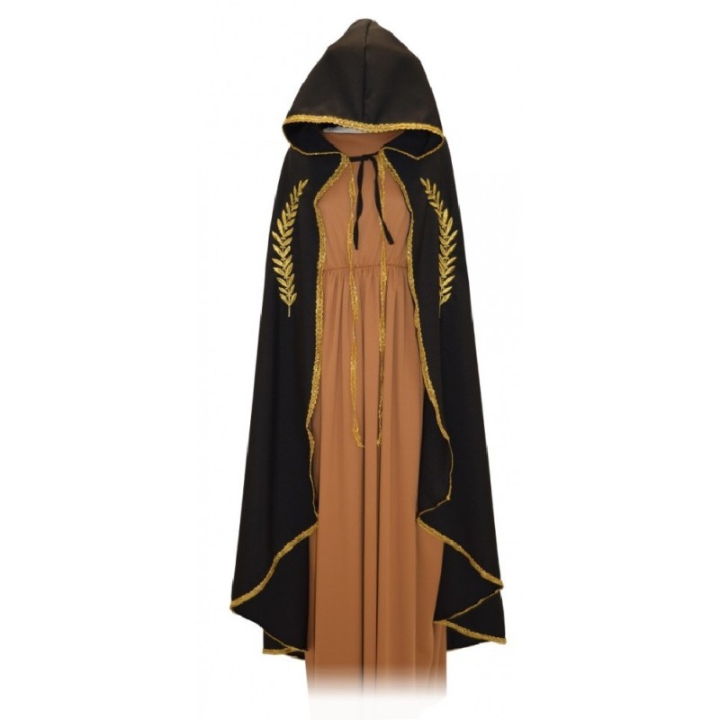 CAPA MEDIEVAL MARIANA NEGRO BORDADO ORO 