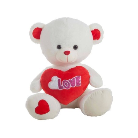 PELUCHE OSO BLANCO CORAZON PESPUNTES 32C