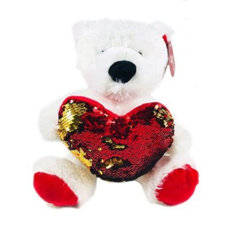 PELUCHE OSITO CORAZON LENTEJUELAS REVERS