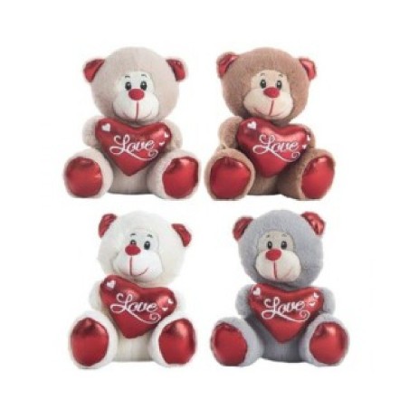PELUCHE OSITO CORAZON 16 CM