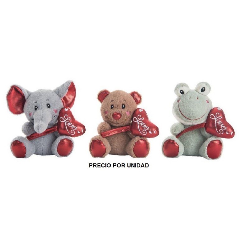 PELUCHE ANIMALITO CORAZON 16 CM