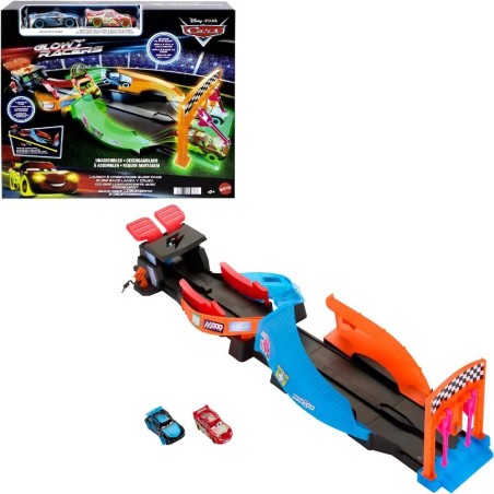 CARS PISTA BRILLANTE LANZA Y CHOCA-CRASH