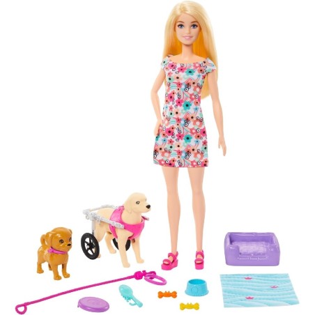BARBIE MUÑECA RUBIA CON PERRO SILLA DE R