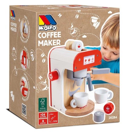 MAQUINA DE CAFE MADERA CON 8 ACCESORIOS