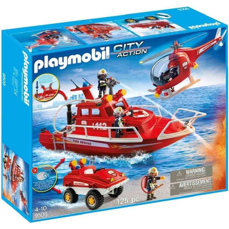 SET BOMBEROS CON MOTOR SUBMARINO PLAYMOB