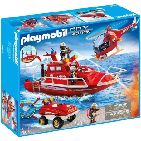 SET BOMBEROS CON MOTOR SUBMARINO PLAYMOB