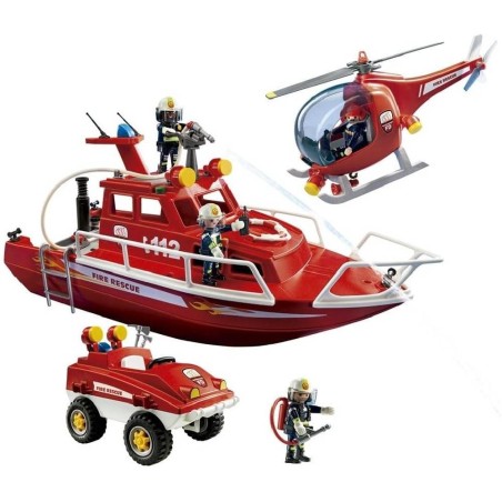 SET BOMBEROS CON MOTOR SUBMARINO PLAYMOB