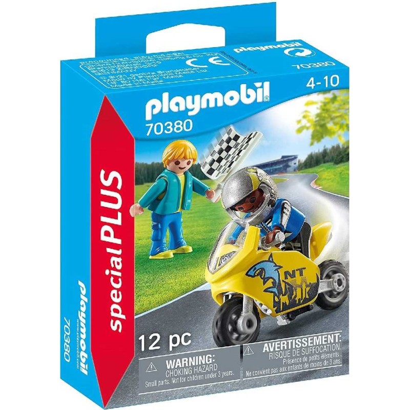 PLAYMOBIL CHICOS CON MOTO DE CARRERAS 70