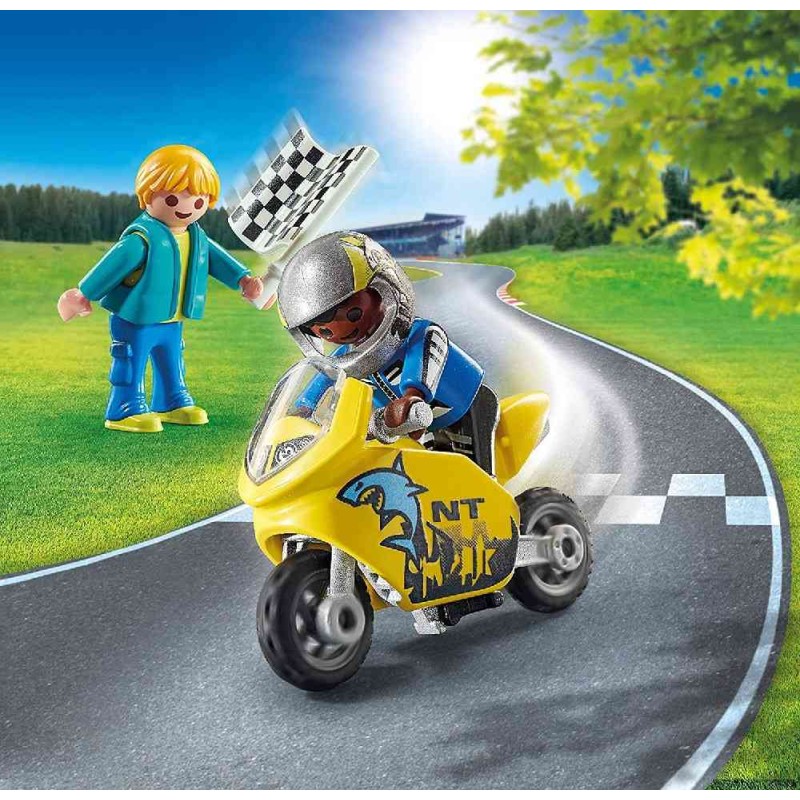 PLAYMOBIL CHICOS CON MOTO DE CARRERAS 70