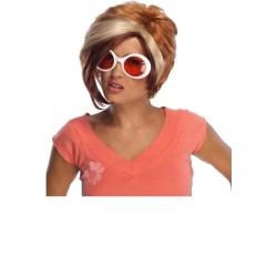 PELUCA PIXIE CASTAÑA CON MECHON RUBIO