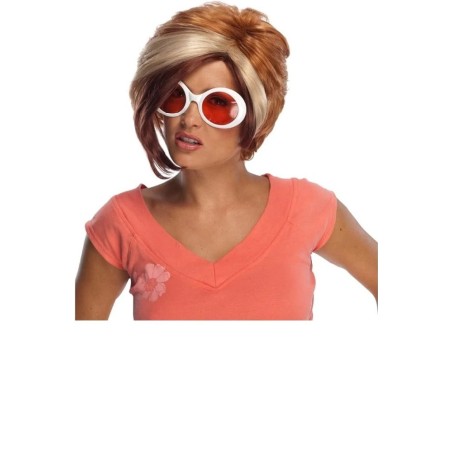 PELUCA PIXIE CASTAÑA CON MECHON RUBIO