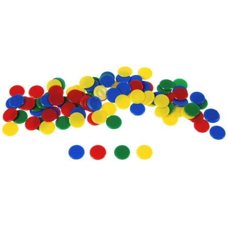 BOLSA CON 100 FICHAS 15 MM.DE COLORES
