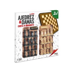 TABLERO AJEDREZ Y DAMAS MADERA CON ACCES