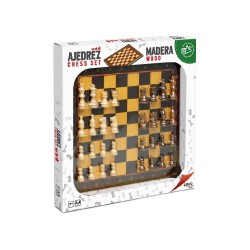 TABLERO AJEDREZ CON ACCESORIOS MADERA