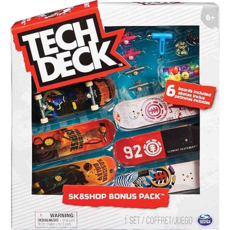 TECH DECK - FINGER SKATE - PACK 6 TABLAS