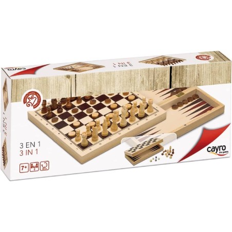 AJEDREZ / DAMAS / BACKGAMMON 3 EN 1