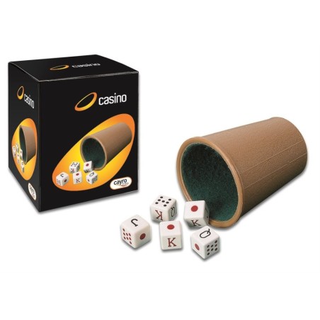 CUBILETE FORRADO Y DADOS POKER
