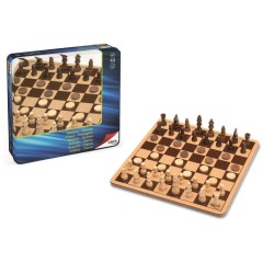 AJEDREZ DAMAS DE MADERA METAL BOX