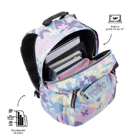 MOCHILA ESCOLAR MEDIANA FLORES - MORRAL 