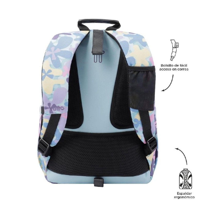 MOCHILA ESCOLAR MEDIANA FLORES - MORRAL 