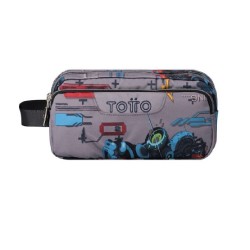 ESTUCHE ESCOLAR TRES COMPARTIMENTOS GRIS